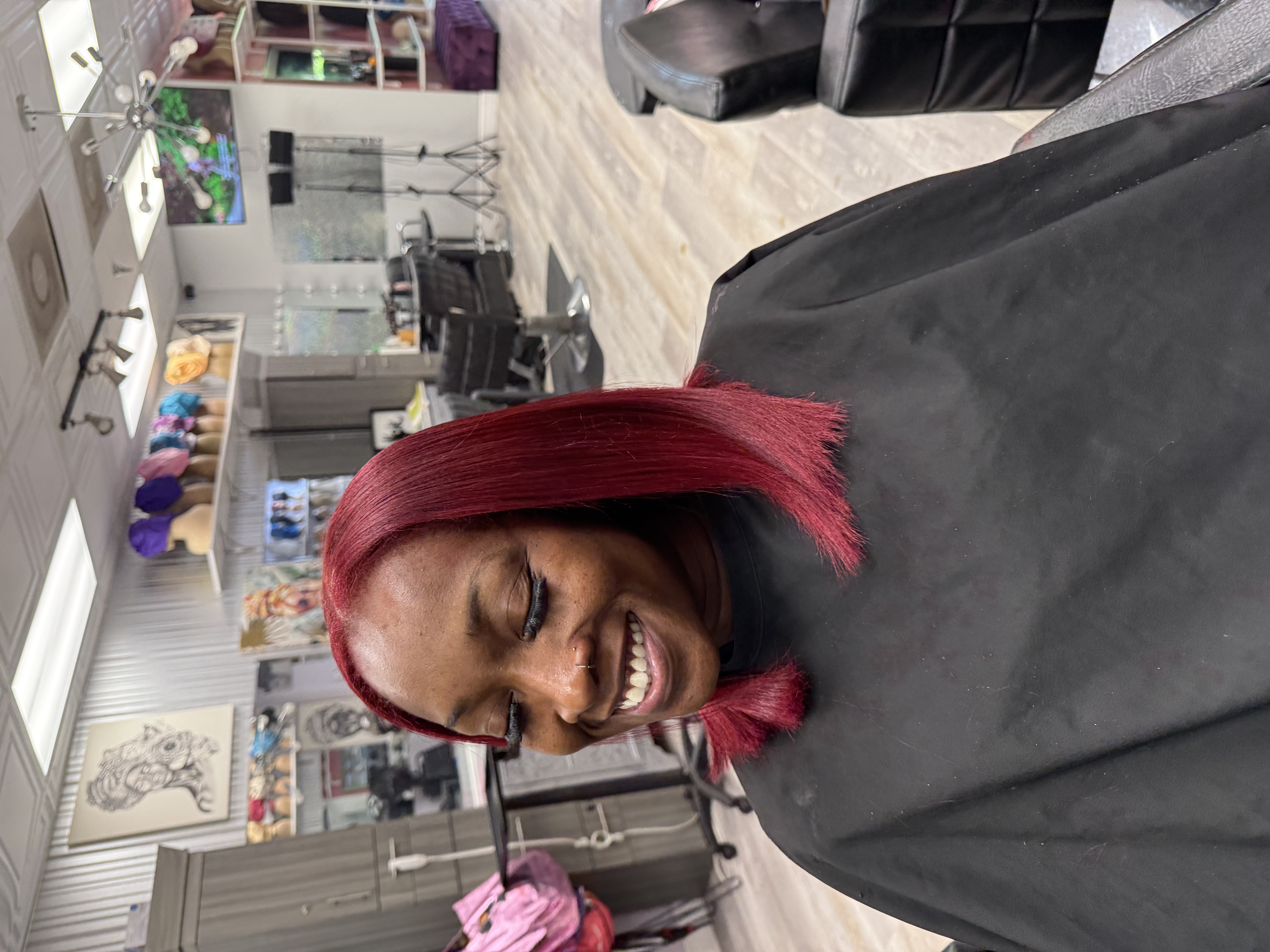 Vibrant red hair color service