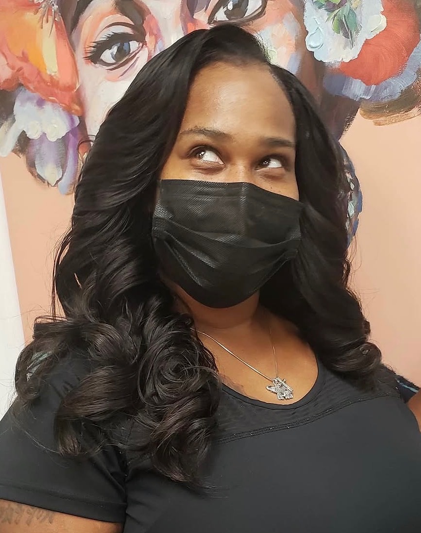 Finished sew-in weave styling at Lovette Hair