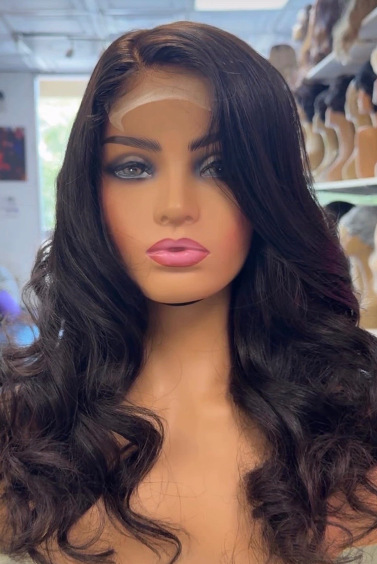 Client wearing a custom lace-front wig unit